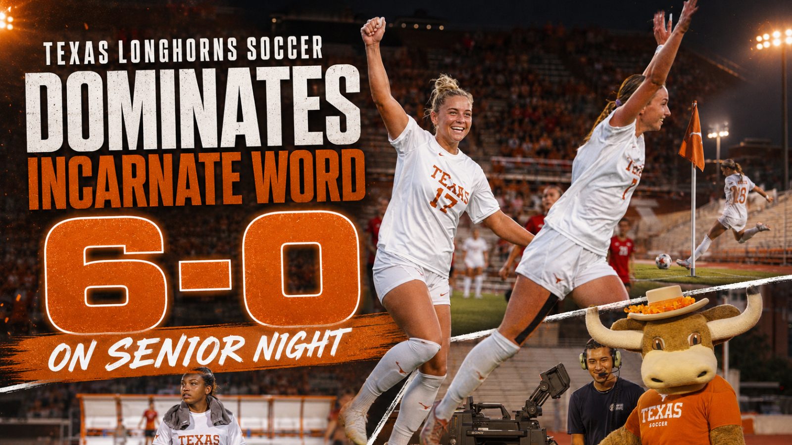 Texas Longhorns Soccer Dominates Incarnate Word 6-0 on Senior Night
